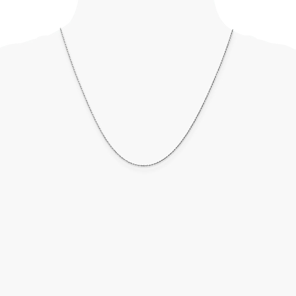 10K White Gold .95mm Carded Cable Rope Chain Necklace 16"-24" - Product Photo