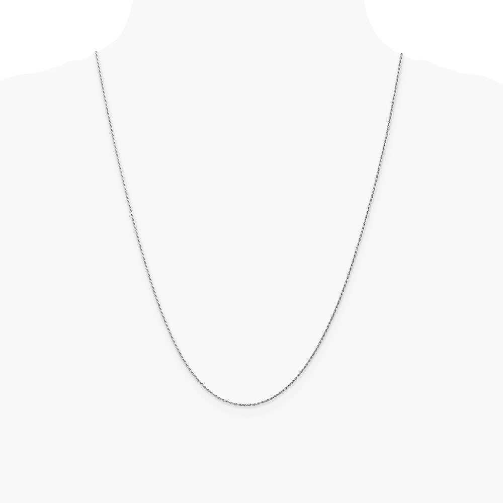 10K White Gold .95mm Carded Cable Rope Chain Necklace 16"-24" - Product Photo