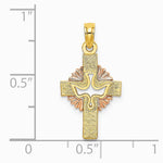 10K / 14K Two-tone Cut-Out Dove On Cross Charm - Product Photo