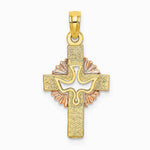 10K / 14K Two-tone Cut-Out Dove On Cross Charm - Product Photo