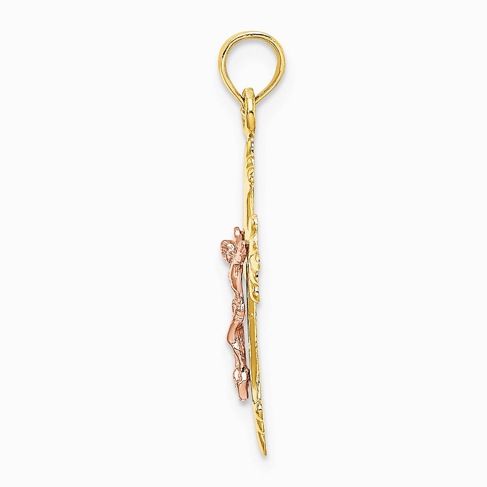 10K / 14K Two-tone Crucifix Charm - Product Photo