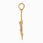 10K / 14K Two-tone Crucifix W/ Lace Trim Charm - Product Photo