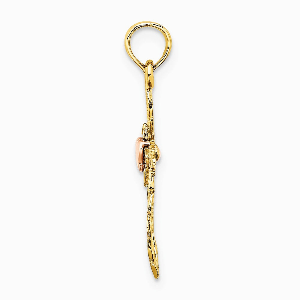 10K / 14K Two-tone Cross w/ Heart Charm - Product Photo