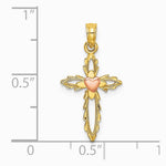 10K / 14K Two-tone Cross w/ Heart Charm - Product Photo