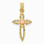 10K / 14K Two-tone Cross w/ Heart Charm - Product Photo