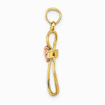 10K / 14K Two-tone Twisted Cross w/ Heart Charm - Product Photo