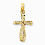 10K / 14K Two-tone Twisted Cross w/ Heart Charm - Product Photo