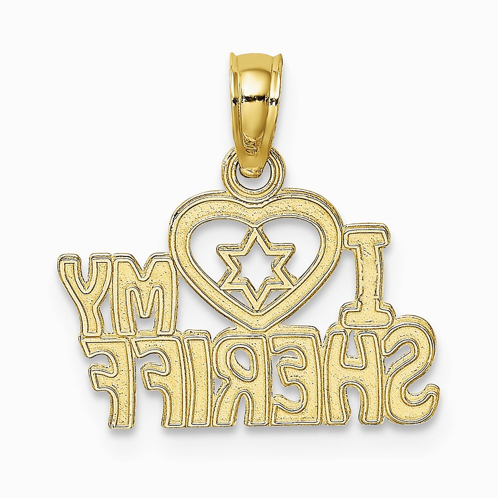 10K / 14K Yellow Gold I HEART MY SHERIFF Charm - Product Photo
