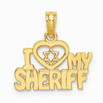 10K / 14K Yellow Gold I HEART MY SHERIFF Charm - Product Photo