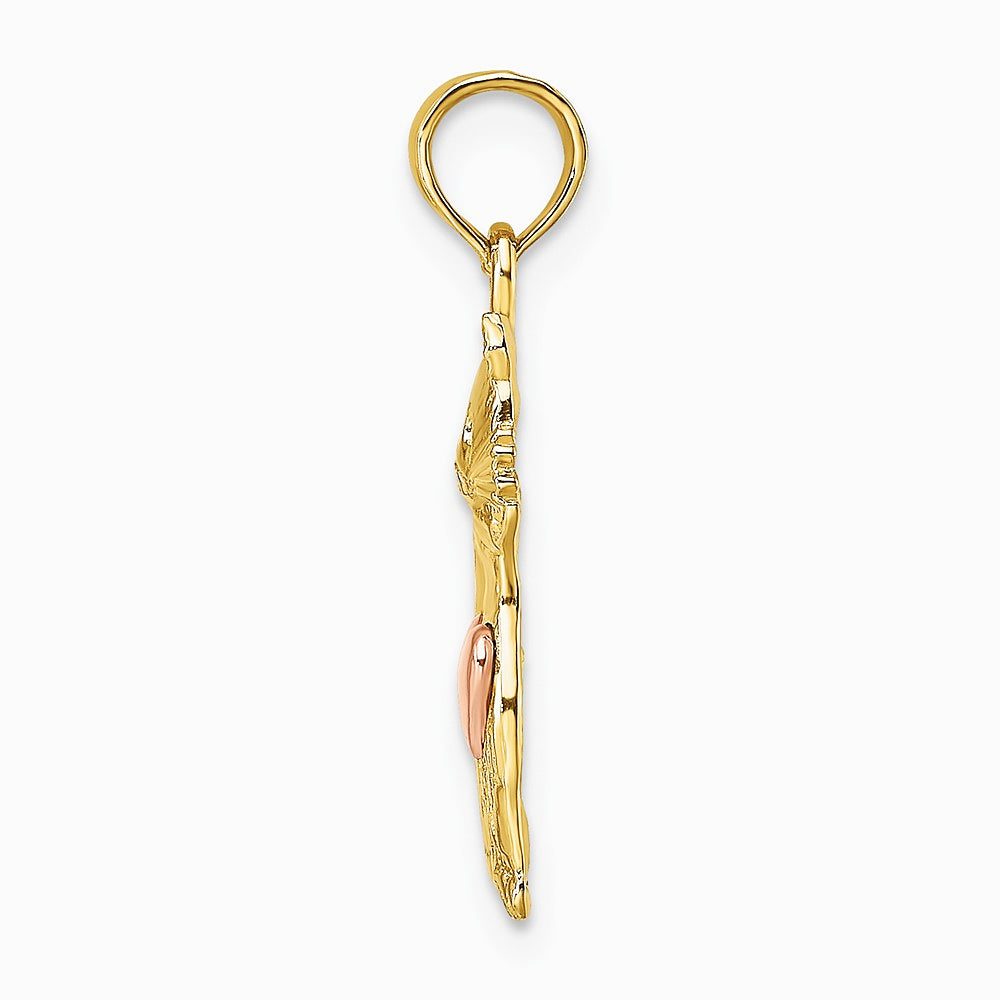 10K / 14K Two-tone Cat w/ Heart Charm - Product Photo