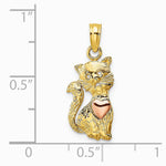 10K / 14K Two-tone Cat w/ Heart Charm - Product Photo