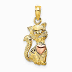 10K / 14K Two-tone Cat w/ Heart Charm - Product Photo