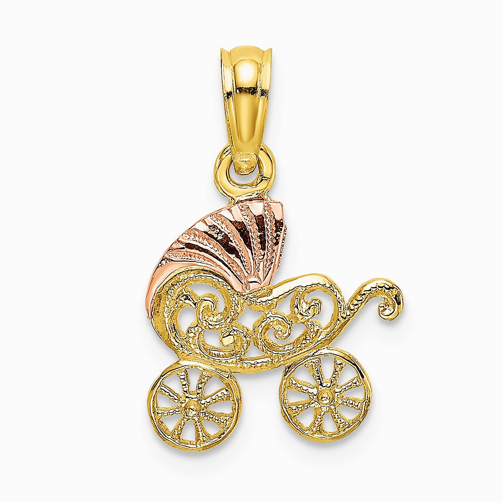10K / 14K Two-tone Baby Carriage w/ Visor Charm