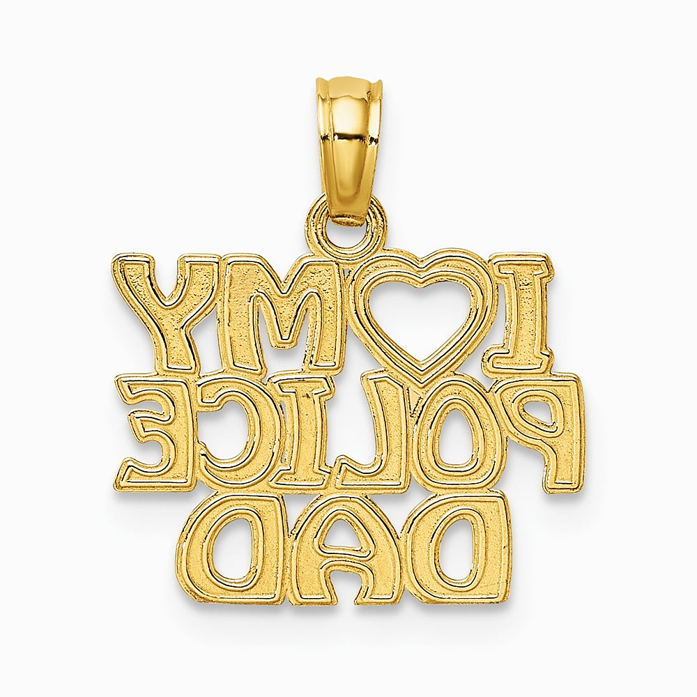 10K / 14K Yellow Gold I HEART MY POLICE DAD Charm - Product Photo