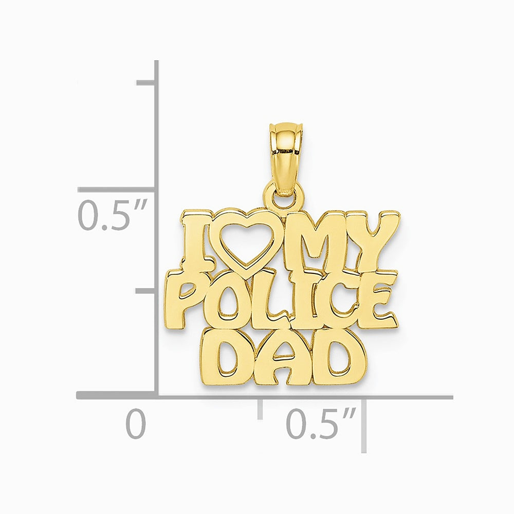10K / 14K Yellow Gold I HEART MY POLICE DAD Charm - Product Photo