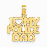 10K / 14K Yellow Gold I HEART MY POLICE DAD Charm - Product Photo