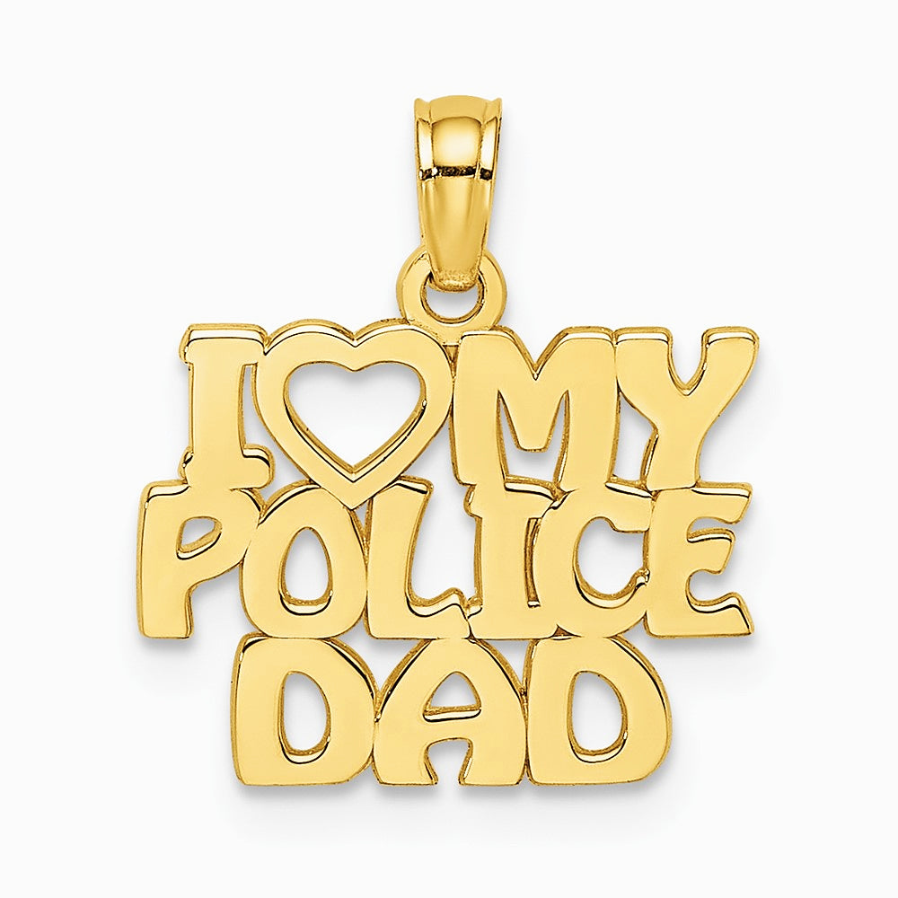 10K / 14K Yellow Gold I HEART MY POLICE DAD Charm - Product Photo