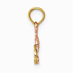 10K / 14K Two-tone W/White Rhodium Dolphin and Wave Charm - Product Photo