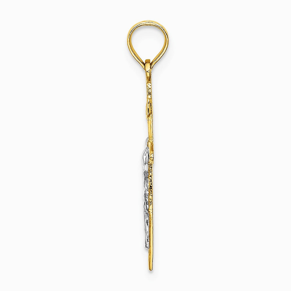 10K / 14K Yellow with Rhodium W/ Rhodium INRICrucifix Charm - Product Photo