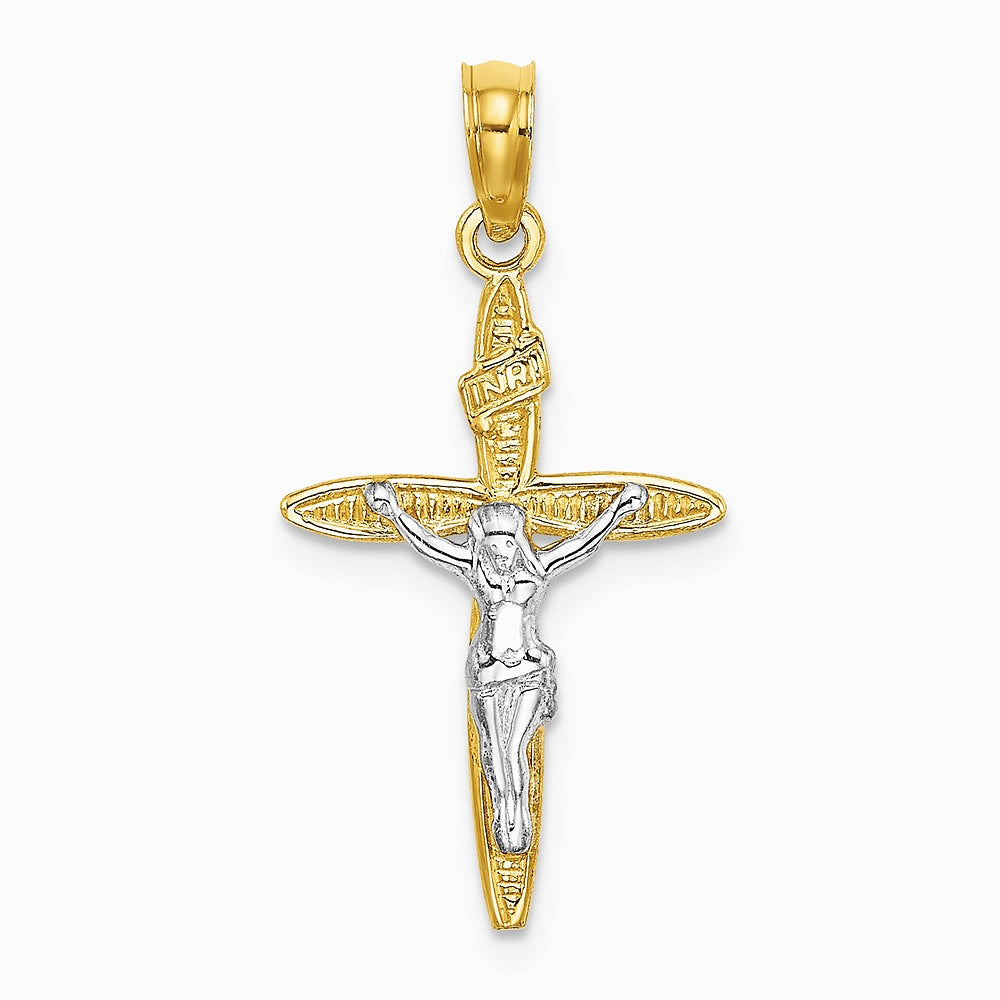 10K / 14K Yellow with Rhodium W/ Rhodium INRICrucifix Charm - Product Photo