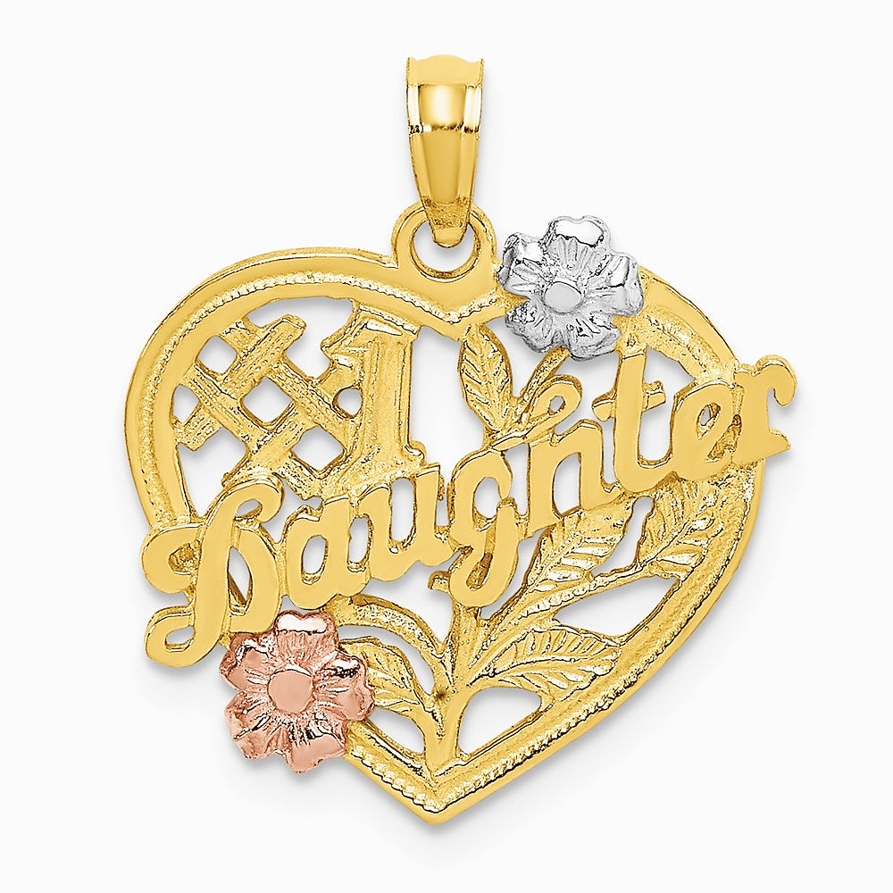 10K / 14K Two-tone with White Rhodium #1 DAUGHTER Heart Charm