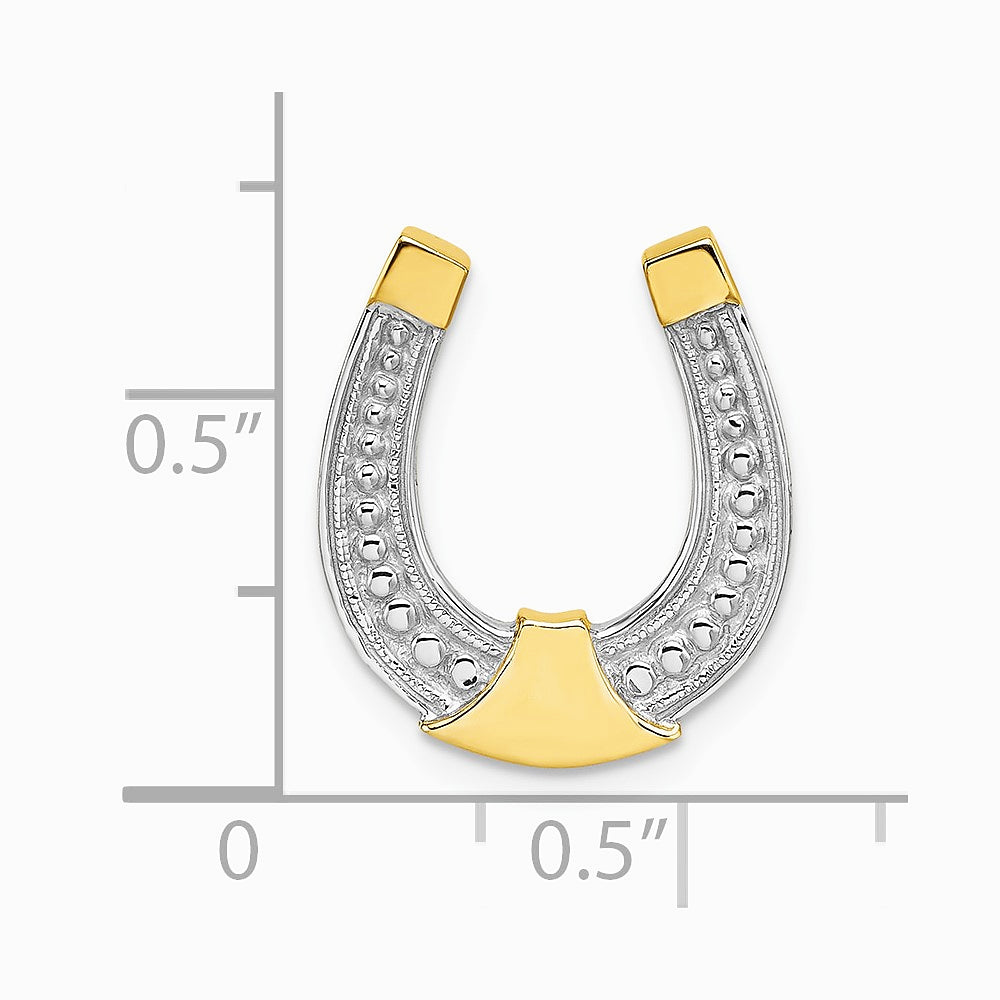 10K / 14K Yellow with Rhodium w/ Rhodium Horseshoe Charm - Product Photo