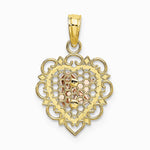 10K / 14K Two-tone with Rhodium Small Angel In Heart Charm - Product Photo