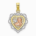 10K / 14K Two-tone with Rhodium Small Angel In Heart Charm - Product Photo