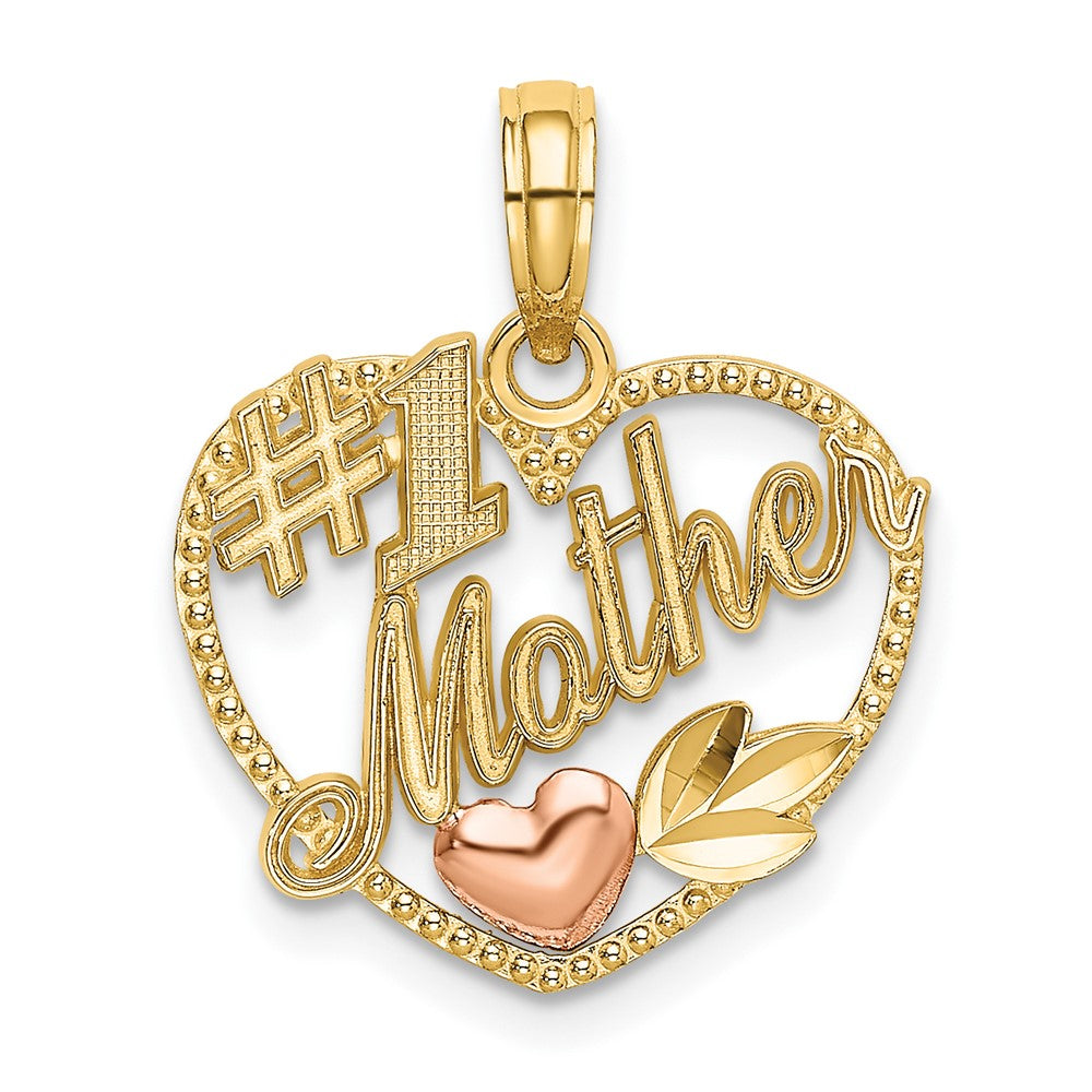 10K / 14K Two-tone Heart w/ #1 MOTHER Charm
