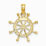 10K / 14K Yellow with Rhodium w/ Rhodium Ships Wheel Pendant - Product Photo
