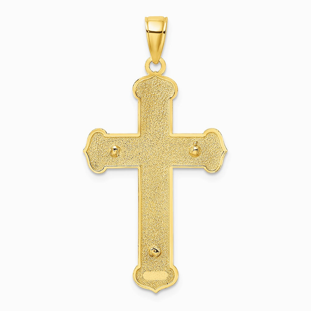 10K / 14K Two-tone Engraved Crucifix Charm - Product Photo