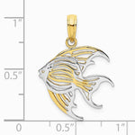10K / 14K Yellow with Rhodium w/ Rhodium Cut-Out Angelfish Charm - Product Photo
