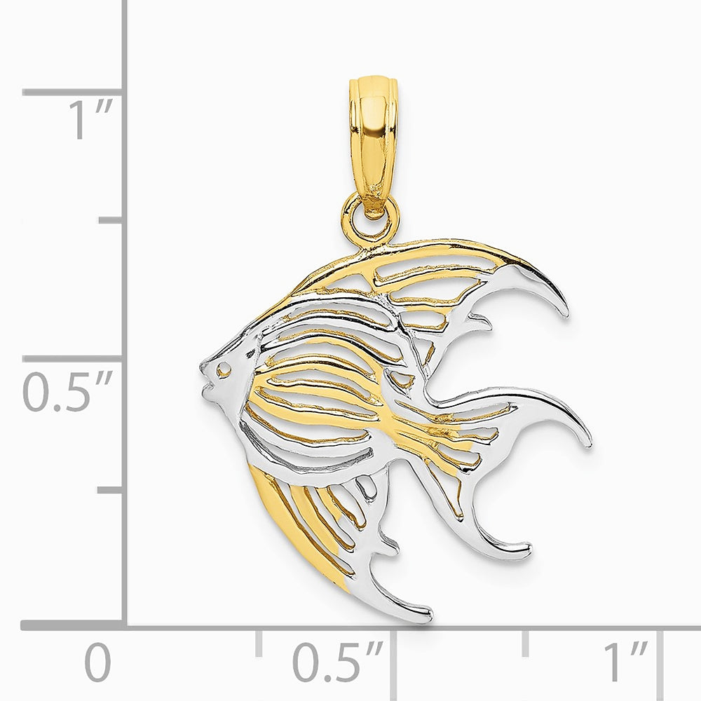 10K / 14K Yellow with Rhodium w/ Rhodium Cut-Out Angelfish Charm - Product Photo