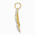 10K / 14K Yellow with Rhodium with Rhodium Butterfly W/ White Beaded Wings Charm - Product Photo