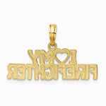 10K / 14K Yellow Gold I LOVE MY FIREFIGHTER Charm - Product Photo