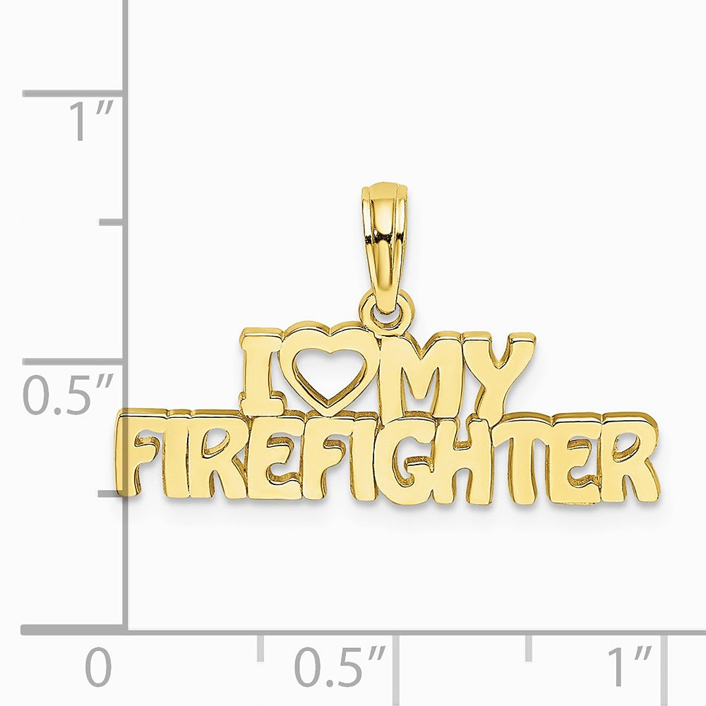 10K / 14K Yellow Gold I LOVE MY FIREFIGHTER Charm - Product Photo