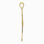 10K / 14K Yellow with Rhodium W/ Rhodium Scalloped Edges Cross Charm - Product Photo