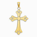 10K / 14K Yellow with Rhodium W/ Rhodium Scalloped Edges Cross Charm - Product Photo
