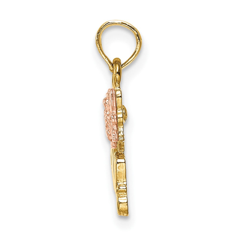 10K Two-Tone MOM W/ Butterfly Charm - Product Photo