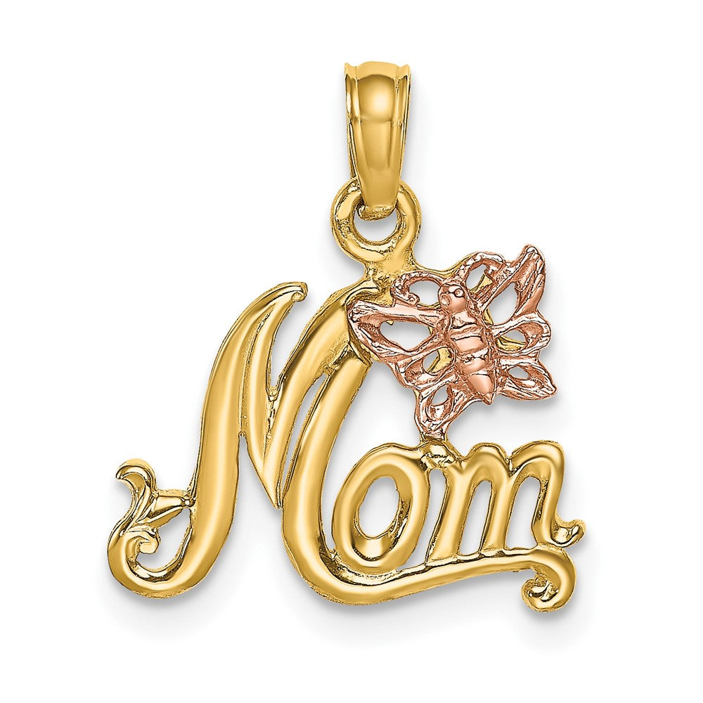 10K / 14K Two-tone MOM W/ Butterfly Charm