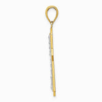 10K / 14K Yellow with Rhodium w/ Rhodium Diamond-Cut Cross Pendant - Product Photo