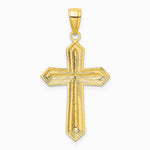 10K / 14K Yellow with Rhodium w/ Rhodium Diamond-Cut Cross Pendant - Product Photo