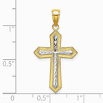 10K / 14K Yellow with Rhodium w/ Rhodium Diamond-Cut Cross Pendant - Product Photo