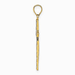 10K / 14K Yellow with Rhodium w/ Rhodium Diamond-Cut Filigree Cross Pendant - Product Photo