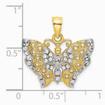 10K / 14K Yellow with RH with RH Butterfly with White Edge and Cut-out Wings - Product Photo