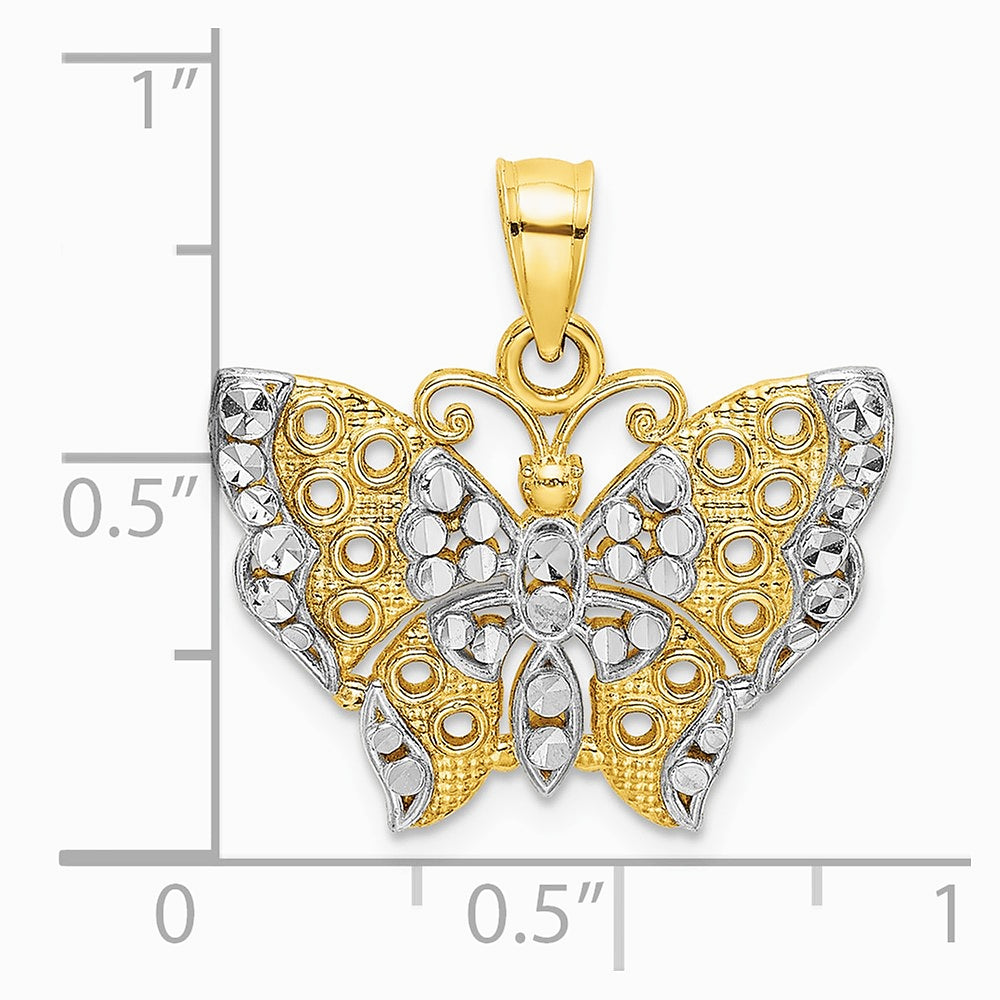 10K / 14K Yellow with RH with RH Butterfly with White Edge and Cut-out Wings - Product Photo