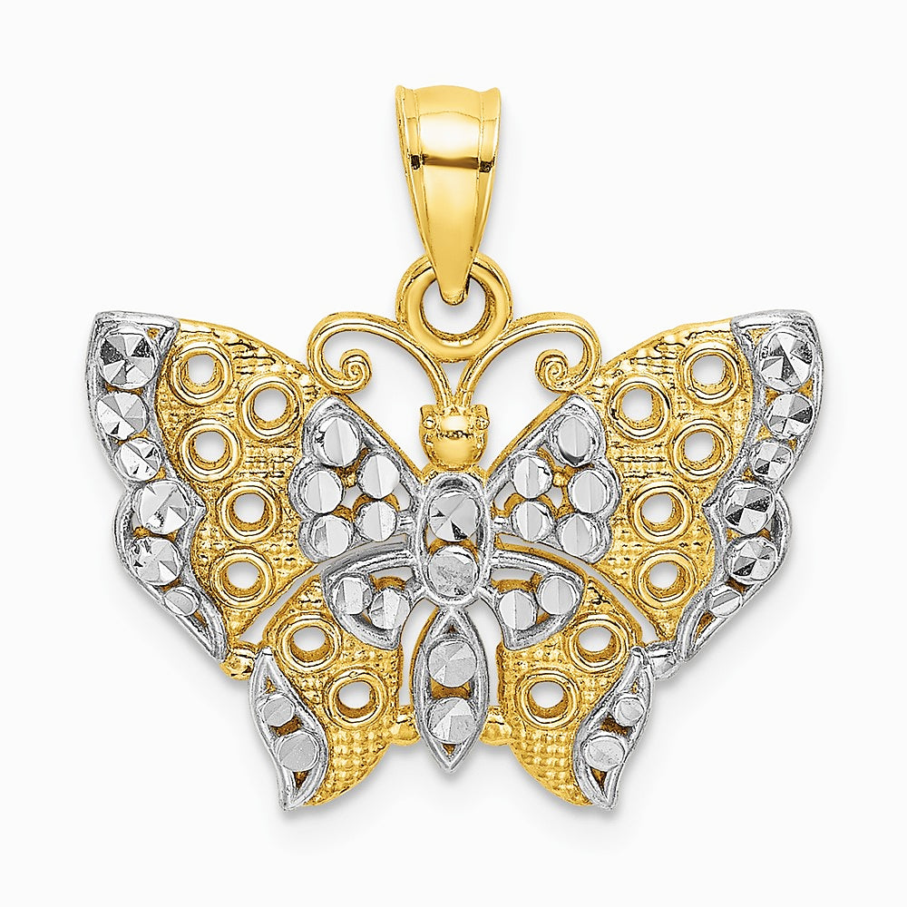 10K / 14K Yellow with RH with RH Butterfly with White Edge and Cut-out Wings - Product Photo