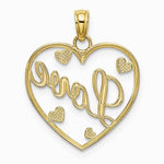 10K / 14K Yellow with Rhodium with Rhodium LOVE with Hearts Pendant - Product Photo