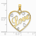 10K / 14K Yellow with Rhodium with Rhodium LOVE with Hearts Pendant - Product Photo
