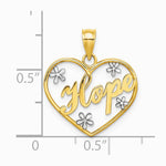 10K / 14K Yellow with Rhodium with Rhodium Hope In Heart with Flowers Charm - Product Photo